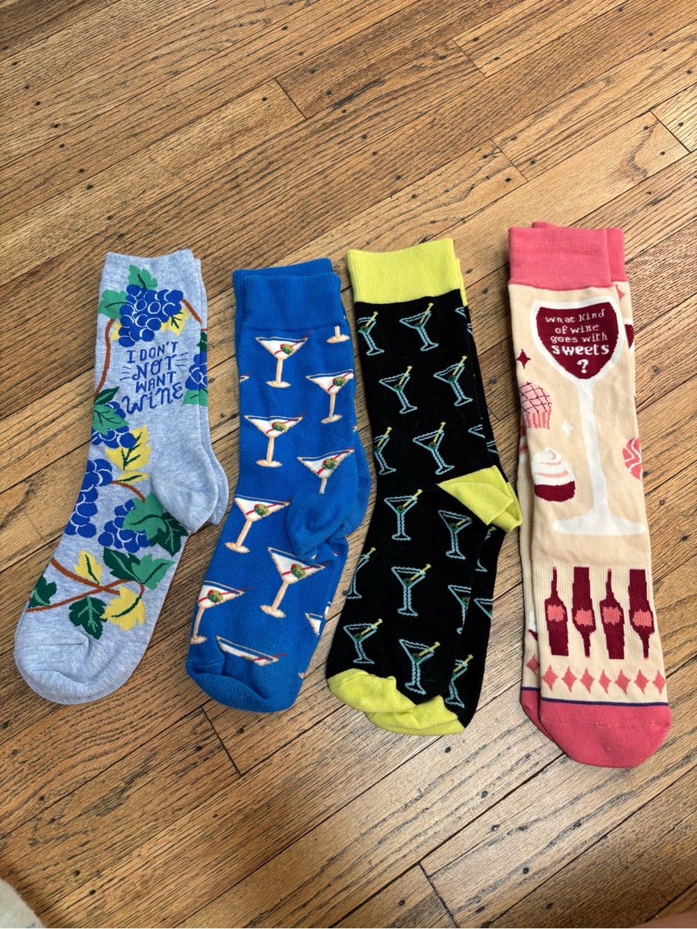 Fun Novelty Wine & Martini Socks - Assorted Colors